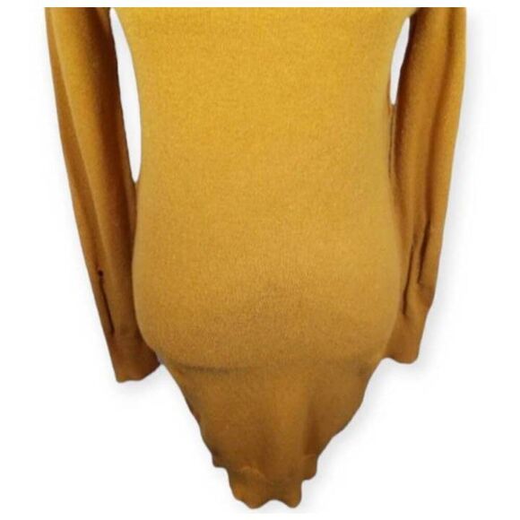 Forever 21 Mustard Turtleneck Distressed Sweater Open Shoulder Dress Size m. EU - Picture 7 of 11